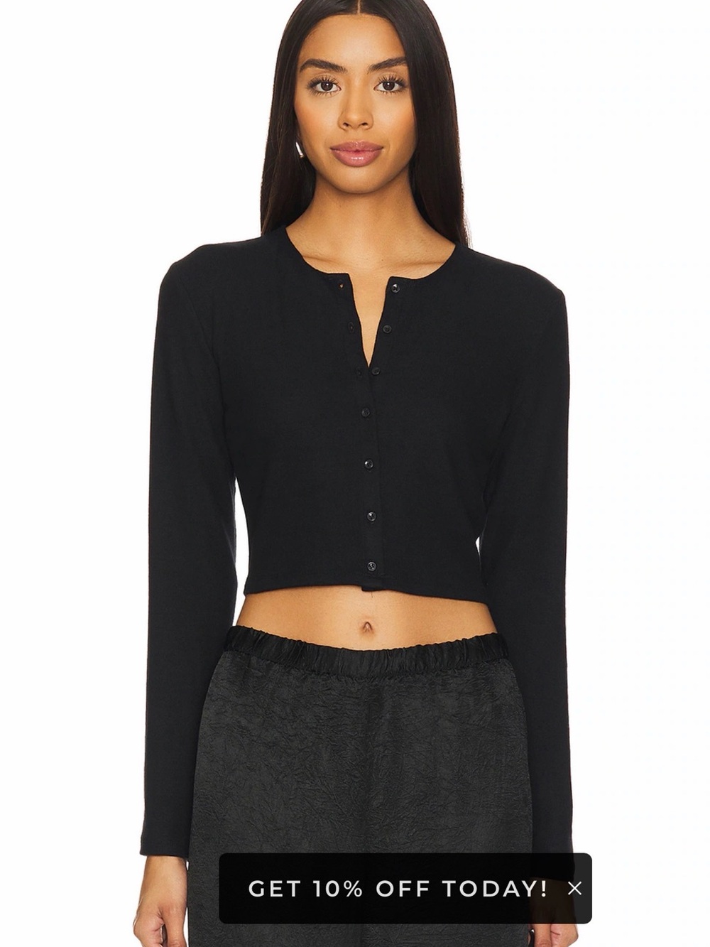 LESET Lauren Crop Cardigan in Black